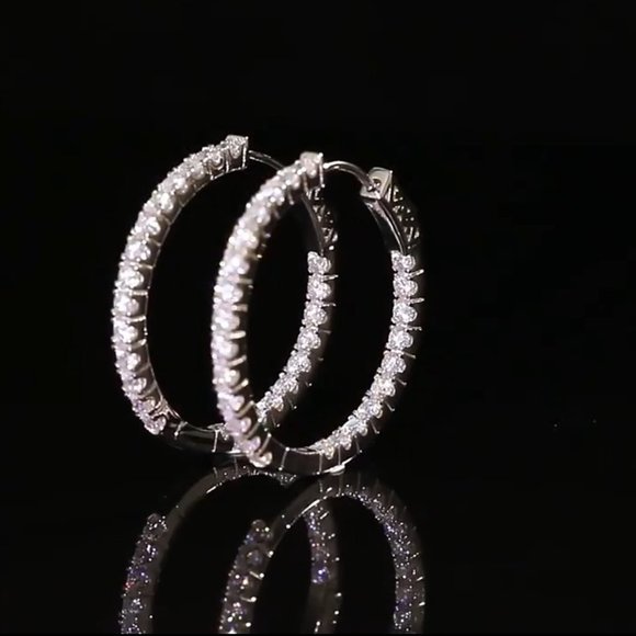 Certified 2.88 ct. t.w. Moissanite Diamond Inside Out Hoop Earrings NEW - Picture 11 of 16